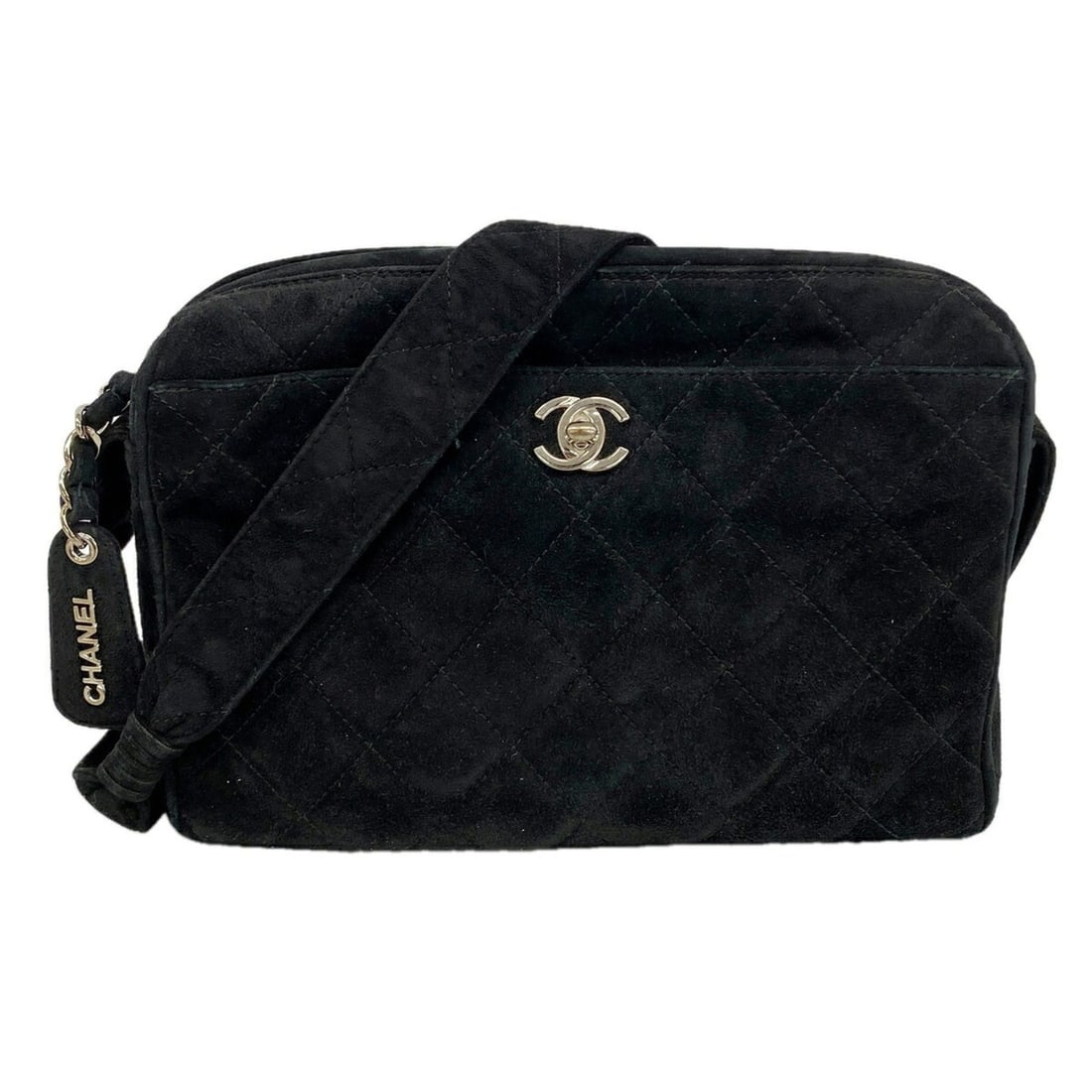 Chanel Matelassé Suede Shoulder Bag, Black, Women's, P3443081: --- Catalog ---Category: SizeSize (HxWxD): 18cm x 24cm x 7.5cm / 7.08'' x 9.44'' x 2.95''Category: DesignType: Shoulder bagColor: BlackGender: WomenMaterial: Suede Hardware Color: SilverCategory: Gene