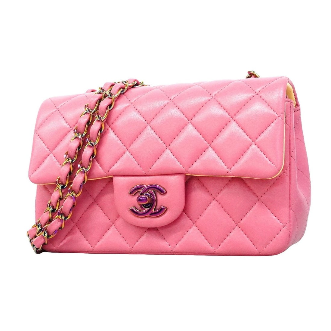 Chanel Matelassé Shoulder Bag, Double Chain, Lambskin, Pink Champagne, Women's, P3423911 (1 of 11)