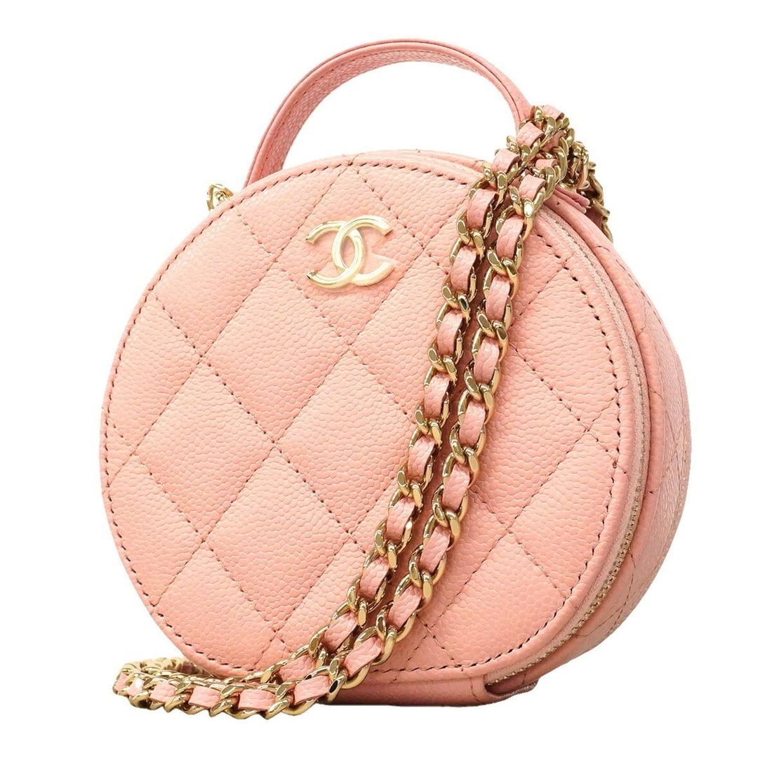 Chanel Matelassé Chain Shoulder Bag, Caviar Leather, Pink Champagne, 2-way Bag for Women, OP019690 (1 of 11)