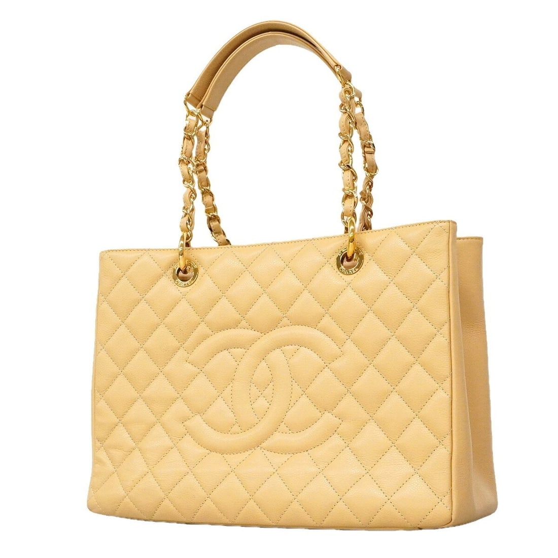 Chanel Matelassé Chain Tote Bag, Caviar Leather, Beige, Women's, OP015301: --- Catalog ---Category: SizeSize (HxWxD): 24.5cm x 33.5cm x 13.5cm / 9.64'' x 13.18'' x 5.31''Category: DesignType: Tote bagColor: BeigeGender: WomenMaterial: Grained Calfskin Hardware Color: GoldCat