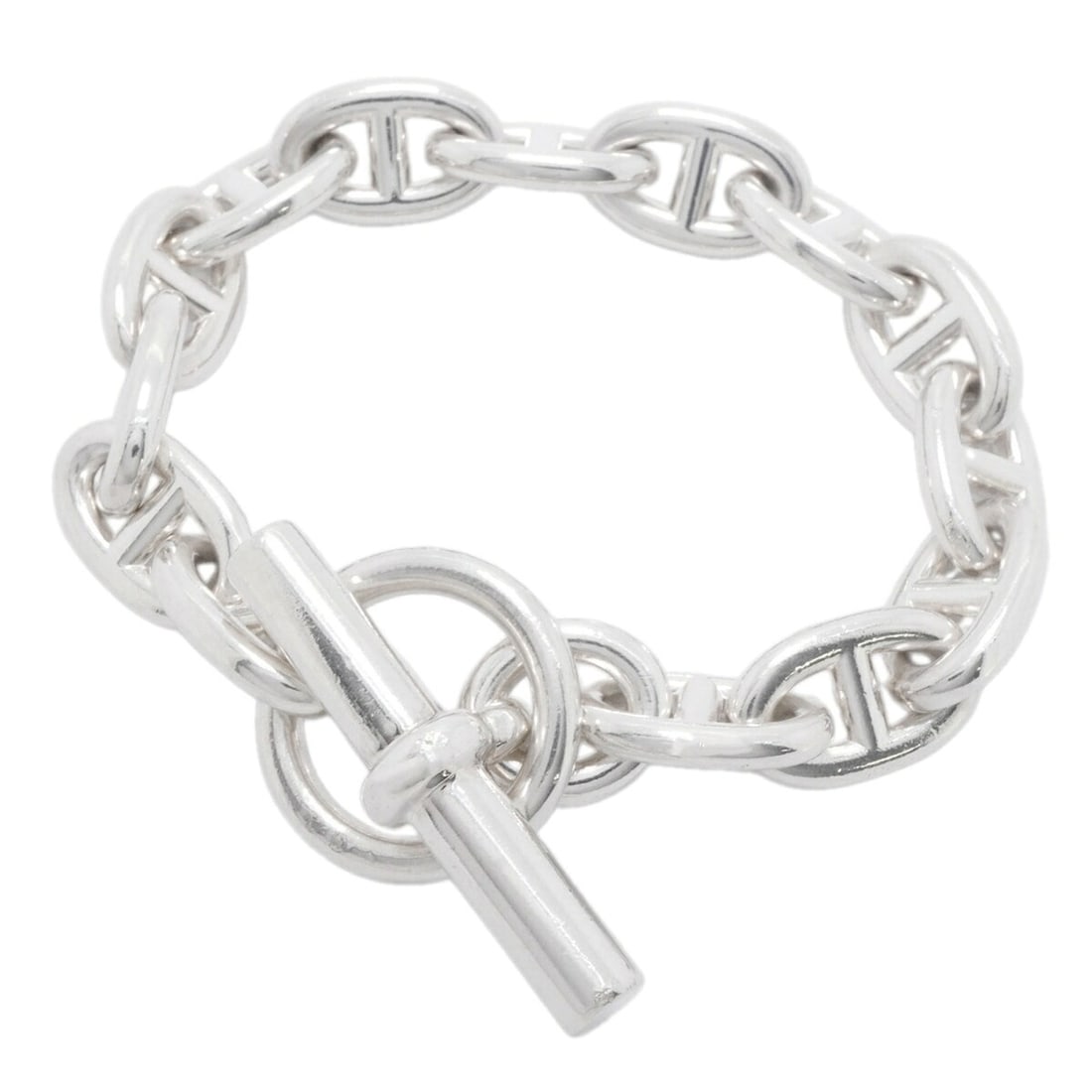 Hermes Chaine d'Ancre MM Bracelet, 14 links, Sterling Silver 925, Women's: --- Catalog ---Category: SizeLength: 15cm / 5.9''Category: DesignType: Charm braceletGender: WomenMaterial: Silver 925Category: GeneralBrand: Hermes--- Item List ---Section: ConditionRanking: Rank AB 