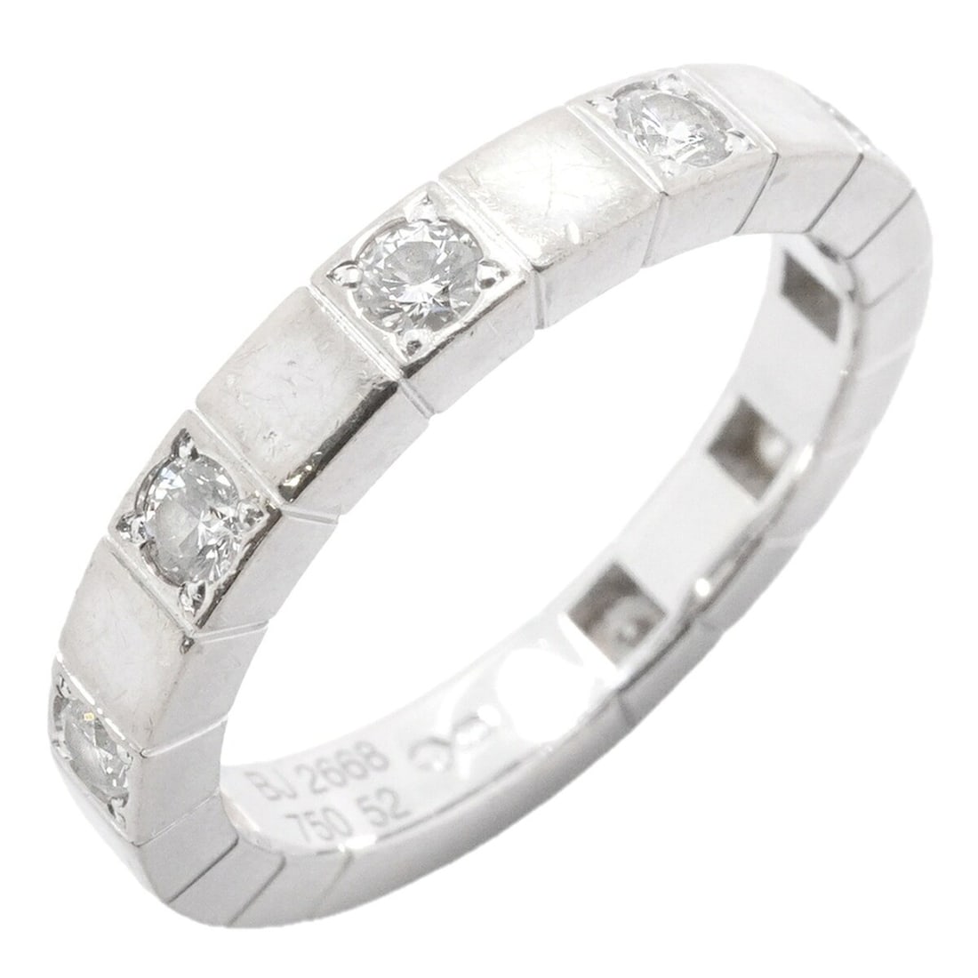 Cartier Lanieres Half-Diamond Ring, 18K White Gold, Diamond, Size 52, Women's (1 of 11)