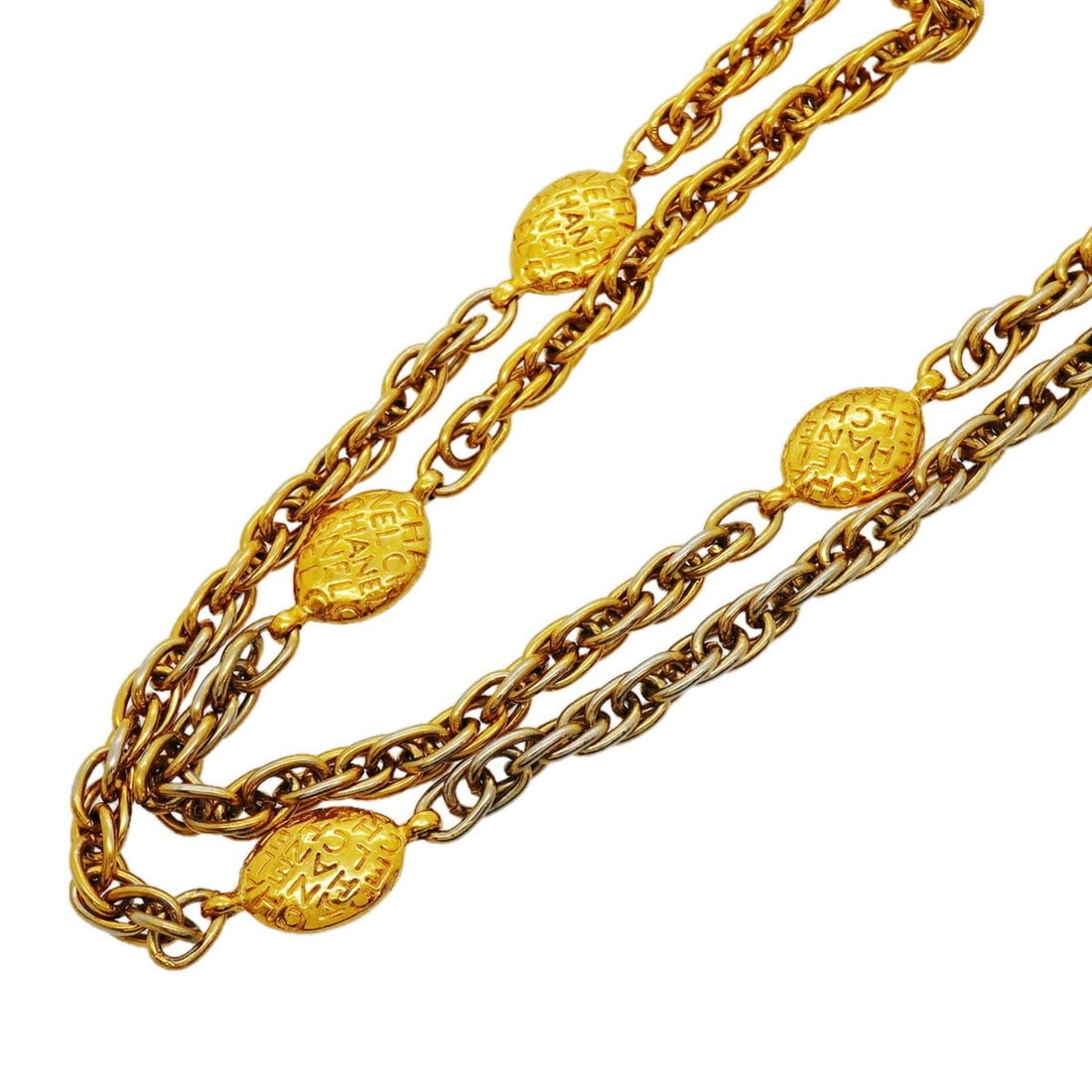 Chanel Necklace, GP Plated Gold, Women's: --- Catalog ---Category: SizeNeck Circumference: 90 cm / 35.43''Category: DesignColor: GoldGender: WomenMaterial: Gold platingNecklace Type: NecklaceCategory: GeneralBrand: Chanel--- Item List ---Sect