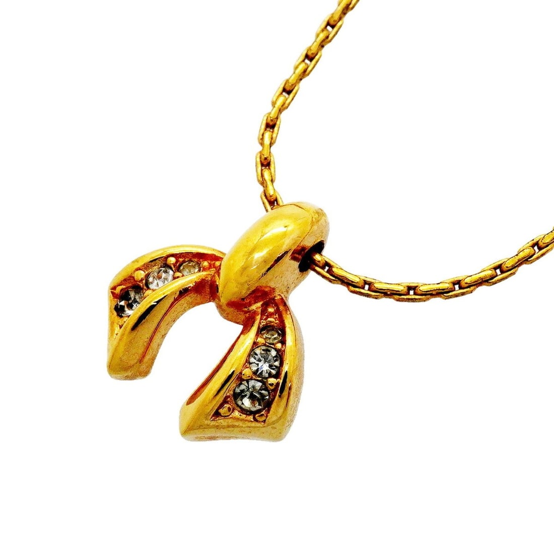 Christian Dior Necklace, GP Plated, Rhinestone, Gold, Women's: --- Catalog ---Category: SizePendant Size: 15.6mm x 14.2mm / 0.61'' x 0.55''Neck Circumference: 38.5 cm - 44 cm / 15.15'' - 17.32''Category: DesignColor: GoldGender: WomenMaterial: Gold plating, Rhine