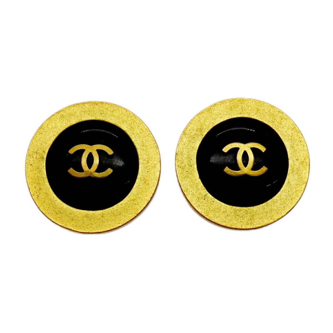 Chanel Earrings, Coco Mark Circle, GP Plated, Gold, Black, Women's: --- Catalog ---Category: SizeSize (HxWxD): 27.20mm x 27.20mm / 1.07'' x 1.07''Category: DesignType: Clip earringsColor: Black, GoldGender: WomenMaterial: Gold platingCategory: GeneralBrand: Chanel--- 