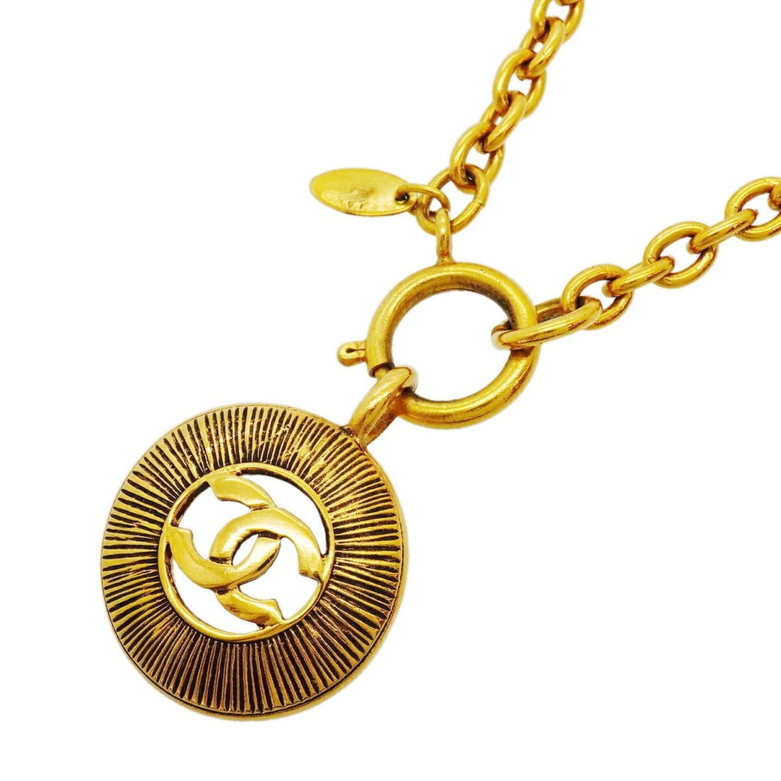 Chanel Necklace, Coco Mark Circle, GP Plated Gold, Women's: --- Catalog ---Category: SizePendant Size: 39.9mm x 31.2mm / 1.57'' x 1.22''Neck Circumference: 60 cm / 23.62''Category: DesignColor: GoldGender: WomenMaterial: Gold platingNecklace Type: NecklaceCate