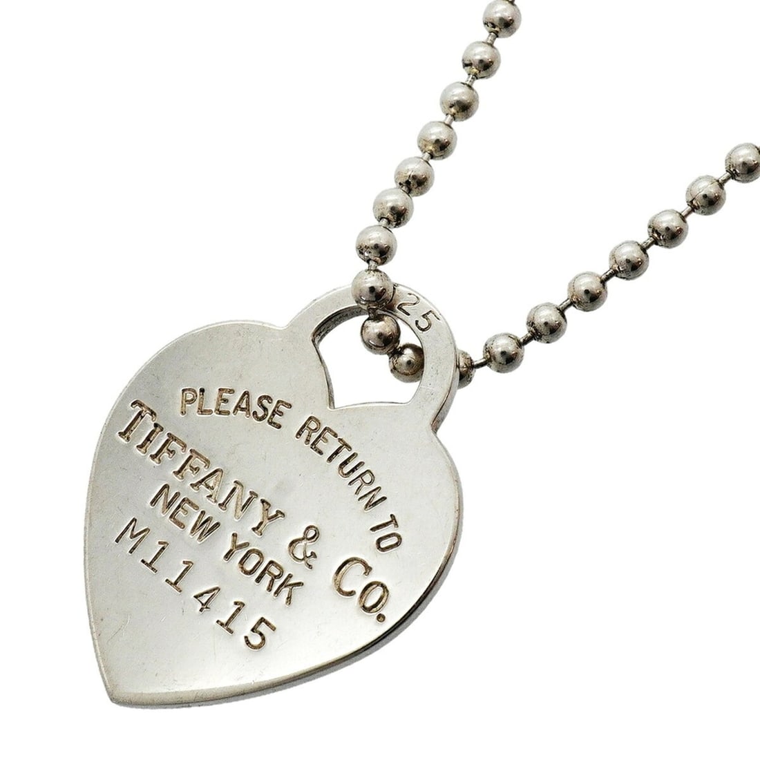 Tiffany & Co. Return to Heart Ball Chain Necklace, Sterling Silver 925, Women's: --- Catalog ---Category: SizePendant Size: 29.8mm x 22.9mm / 1.17'' x 0.9''Neck Circumference: 86.5 cm / 34.05''Category: DesignGender: WomenMaterial: Silver 925Necklace Type: NecklaceCategory: Genera