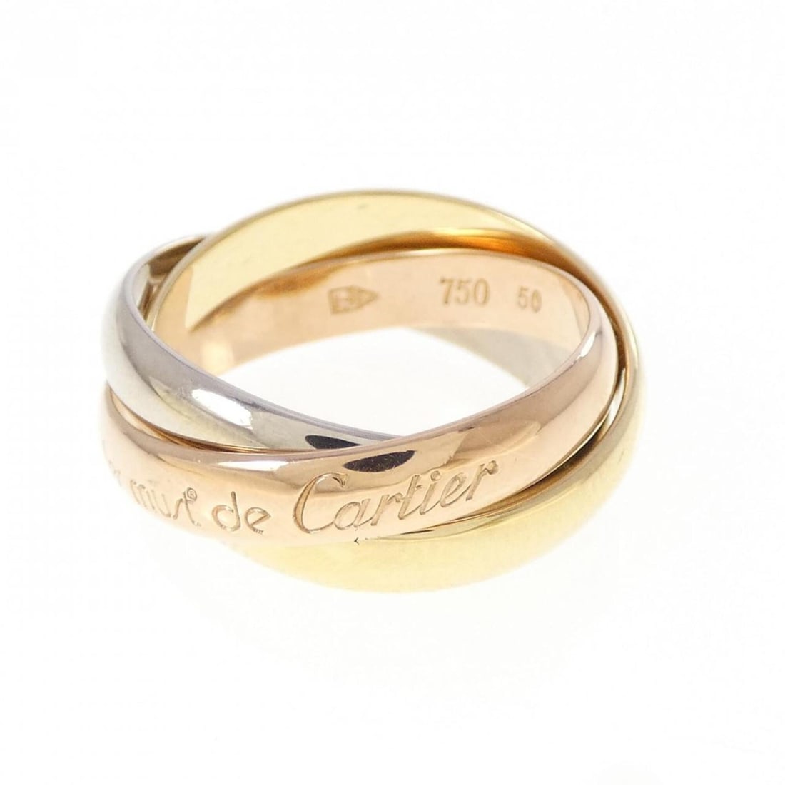 Cartier Trinity Ring: --- Catalog ---Category: SizeJP Size: 10US Size: 5.5Category: DesignType: Band ringGender: WomenMaterial: Pink gold (18K), White gold (18K), Yellow gold (18K)Category: GeneralLine: TrinityBrand: