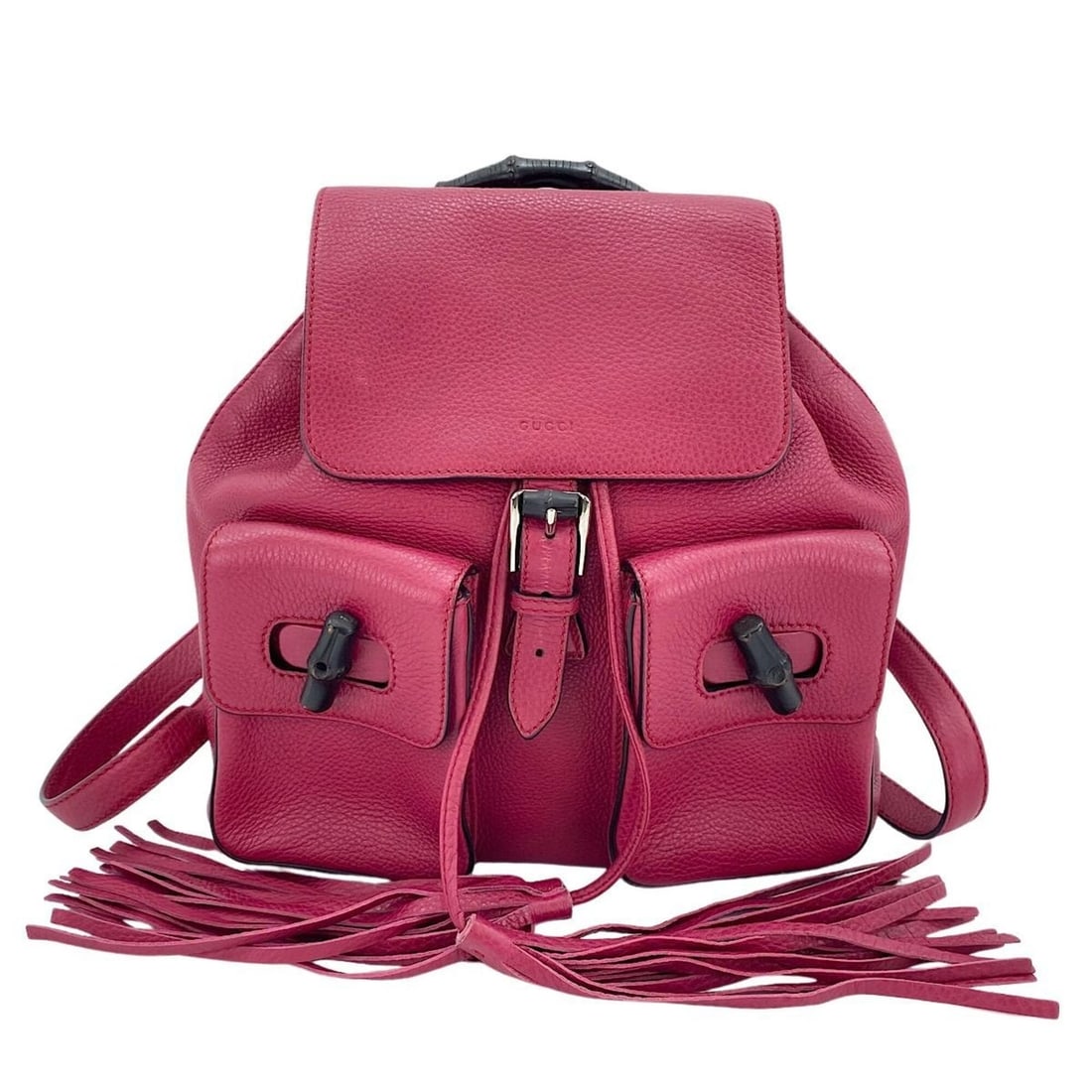 Gucci Tassel Backpack Pink: --- Catalog ---Category: SizeSize (HxWxD): 29cm x 31cm x 9cm / 11.41'' x 12.2'' x 3.54''Category: DesignType: BackpackColor: PinkGender: WomenCategory: GeneralBrand: Gucci--- Item List ---Section: