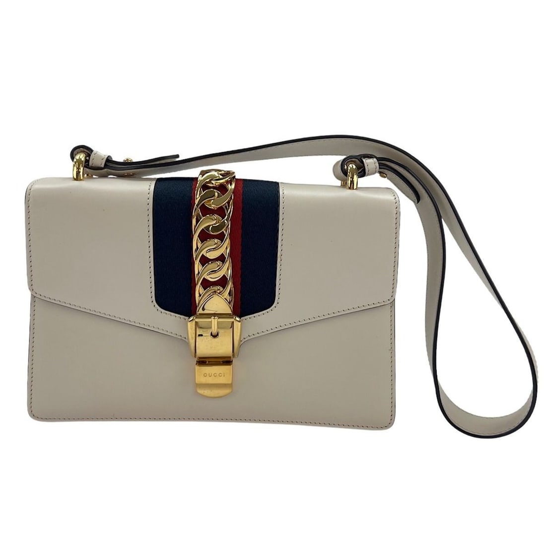 Gucci Sylvie Small Shoulder Bag, White: --- Catalog ---Category: SizeSize (HxWxD): 17cm x 25cm x 7cm / 6.69'' x 9.84'' x 2.75''Strap Length: 70cm / 27.55''Category: DesignType: Shoulder bagColor: WhiteGender: WomenCategory: GeneralBrand: