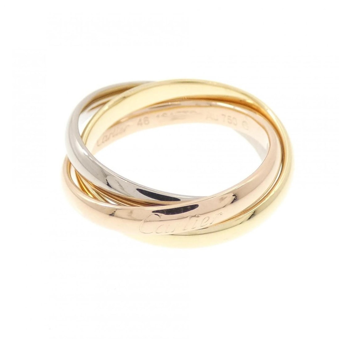 Cartier Trinity Small Ring: --- Catalog ---Category: SizeUS Size: 3.5Brand Size: 46Category: DesignType: Band ringGender: WomenMaterial: Pink gold (18K), White gold (18K), Yellow gold (18K)Category: GeneralBrand: Cartier---