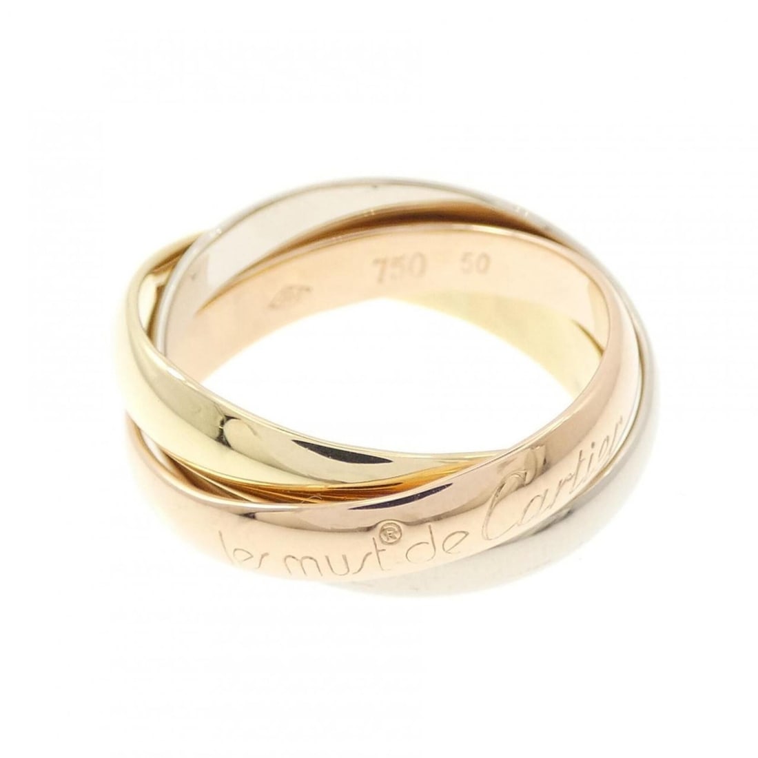 Cartier Trinity Ring: --- Catalog ---Category: SizeUS Size: 5.5Brand Size: 50Category: DesignType: Band ringGender: WomenMaterial: Pink gold (18K), White gold (18K), Yellow gold (18K)Category: GeneralBrand: Cartier---
