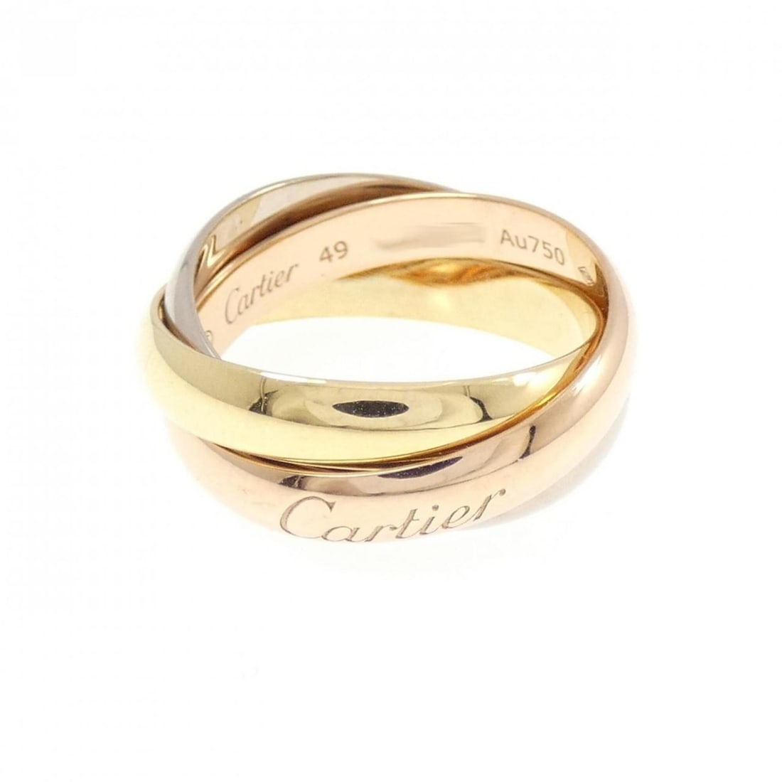 Cartier Trinity Ring: --- Catalog ---Category: SizeUS Size: 5Brand Size: 49Category: DesignType: Band ringGender: WomenMaterial: Pink gold (18K), White gold (18K), Yellow gold (18K)Category: GeneralBrand: Cartier--- Item L