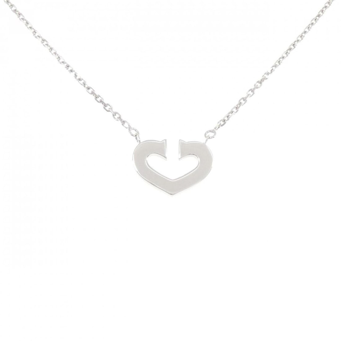Cartier C Heart Necklace: --- Catalog ---Category: SizePendant Size: 12.2mm x 16.7mm / 0.48'' x 0.65''Neck Circumference: 40 cm / 15.74''Category: DesignGender: WomenMaterial: White gold (18K)Pendant Type: PendantNecklace