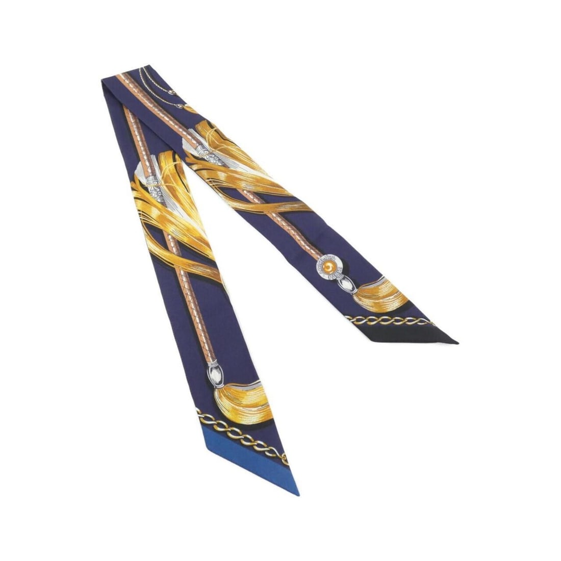 Hermes CAVALCADES Twilly 061829S Scarf Muffler: --- Catalog ---Category: SizeSize (LxW): 5cm x 86cm / 1.96'' x 33.85''Category: DesignType: ScarfColor: BlueGender: Women,MenMaterial: Silk Category: GeneralMPN: 061829SBrand: Hermes--- Item List ---S