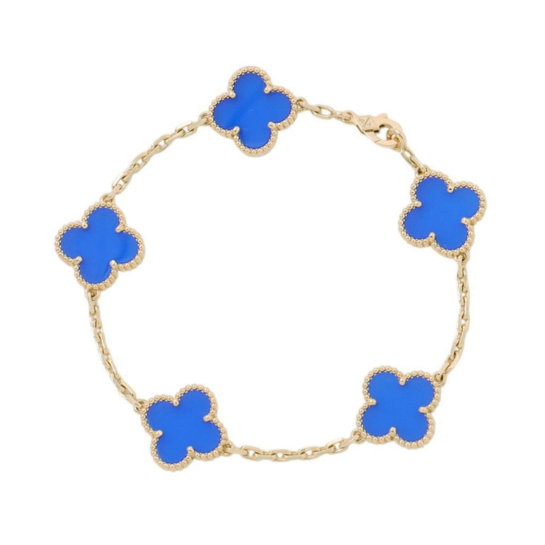 Van Cleef & Arpels Alhambra Bracelet, 5 Motifs, Blue Agate, 18K Yellow Gold (VCARP34900) (1 of 11)