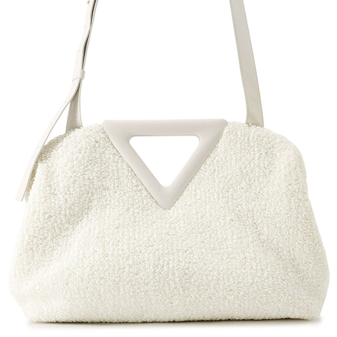 Bottega Veneta Shoulder Bag The Point Triangle Medium Nylon Leather BOTTEGA VENETA White Handbag (1 of 15)