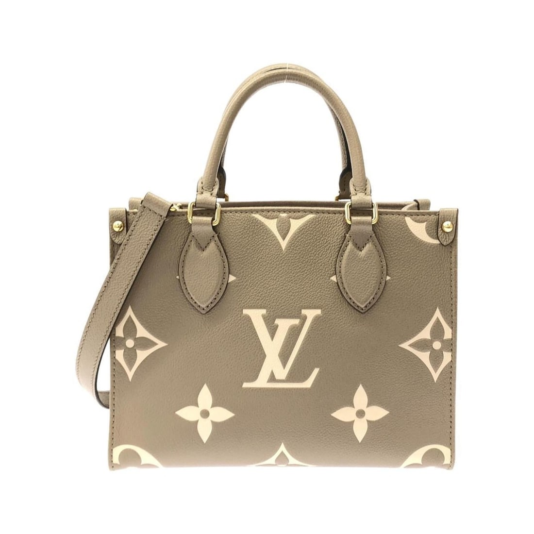 Louis Vuitton Bicolor Monogram Empreinte OnTheGo PM M45779 Handbag: --- Catalog ---Category: SizeSize (HxWxD): 19cm x 25cm x 10cm / 7.48'' x 9.84'' x 3.93''Category: DesignType: HandbagColor: Bicolor, Monogram, TourterelleGender: Women,MenMaterial: Monogram Empreinte 