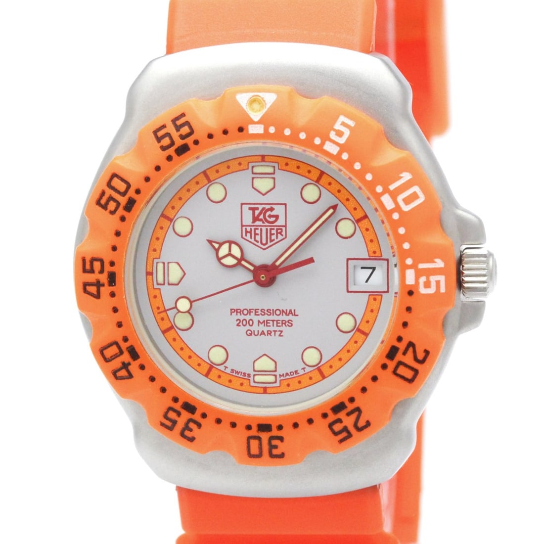 TAG HEUER Formula 1 Stainless Steel Quartz Mid Size Watch 373.513: --- Catalog ---Category: SizeCase Diameter: 34mm / 1.34''Category: DesignType: WristwatchStyle: SportGender: BoysColor (Dial): GrayMaterial (Band): RubberMaterial (Case): Stainless steelCategory: