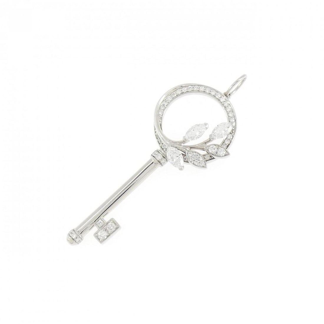 Tiffany Victoria Vine Circle Key Pendant: --- Catalog ---Category: SizePendant Size: 44.1mm x 16.9mm / 1.73'' x 0.66''Category: DesignColor: PlatinumStone: DiamondGender: WomenMaterial: Platinum 950Pendant Type: PendantNecklace Type: