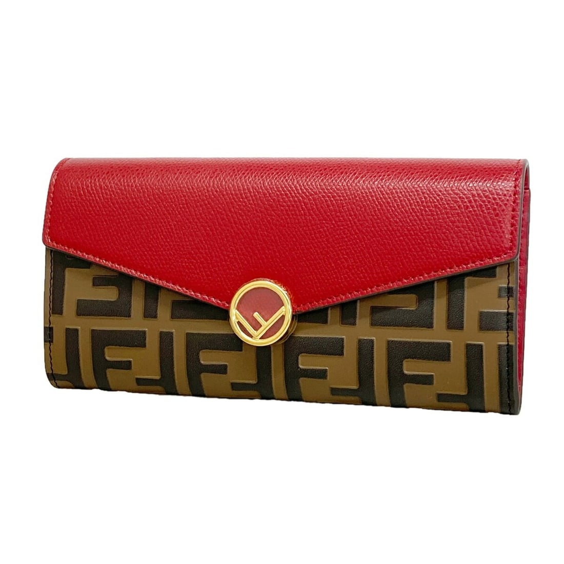 Fendi long wallet, leather, red and brown, women's.: --- Catalog ---Category: SizeSize (HxWxD): 10cm x 19cm x 3.5cm / 3.93'' x 7.48'' x 1.37''Category: DesignType: Long wallet (bi-fold)Color: Brown, Red colorGender: WomenMaterial: Leather Category: Gene