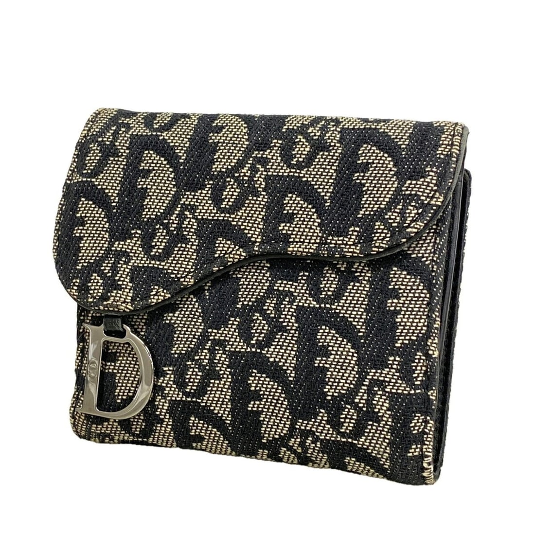 Christian Dior Tri-fold Wallet, Saddle Canvas, Black/Beige, Women's: --- Catalog ---Category: SizeSize (HxWxD): 10cm x 10.5cm x 2.5cm / 3.93'' x 4.13'' x 0.98''Category: DesignType: Wallet (tri-fold)Color: Beige, BlackGender: WomenMaterial: Canvas Category: GeneralBran