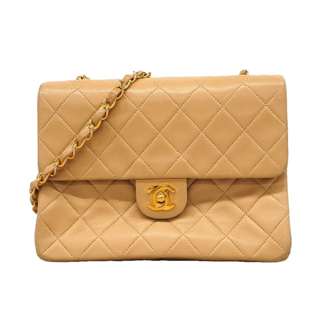 Chanel Matelassé Chain Shoulder Bag, Lambskin, Beige, Women's: --- Catalog ---Category: SizeSize (HxWxD): 16cm x 20cm x 6cm / 6.29'' x 7.87'' x 2.36''Category: DesignType: Shoulder bagColor: BeigeGender: WomenMaterial: Leather Hardware Color: GoldLeather/Fur Type