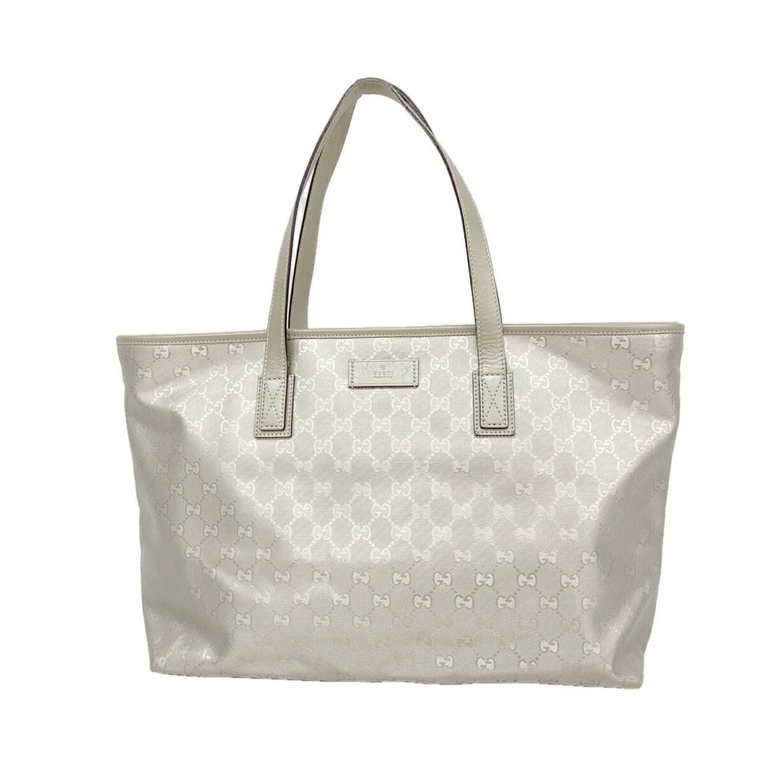 Gucci GG Imprime Tote Bag 211137 Silver Women's: --- Catalog ---Category: SizeSize (HxWxD): 29cm x 37.5cm x 11cm / 11.41'' x 14.76'' x 4.33''Category: DesignType: Tote bagColor: SilverGender: WomenMaterial: PVC Hardware Color: SilverCategory: Genera