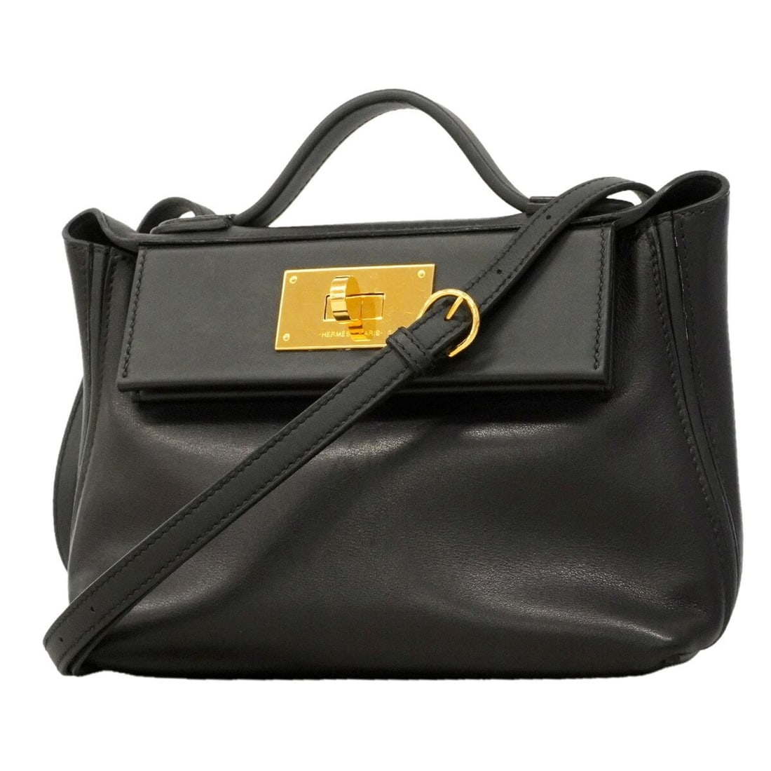 Hermes Sac 24 Swift 21 Handbag, Black, W Stamp, 2-way Bag for Women: --- Catalog ---Category: SizeSize (HxWxD): 17cm x 21.5cm x 10.5cm / 6.69'' x 8.46'' x 4.13''Category: DesignType: HandbagColor: BlackGender: WomenMaterial: Swift leather Hardware Color: GoldCategory: 