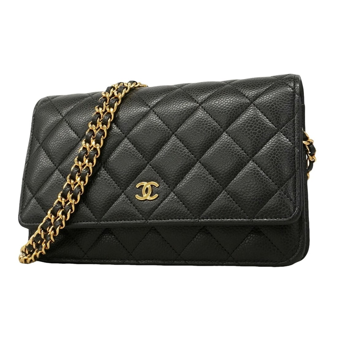 Chanel Matelassé Chain Shoulder Wallet, Caviar Leather, Black, Women's: --- Catalog ---Category: SizeSize (HxWxD): 12.5cm x 19cm x 5cm / 4.92'' x 7.48'' x 1.96''Category: DesignType: Chain/Shoulder walletColor: BlackGender: WomenMaterial: Grained Calfskin Category: Genera