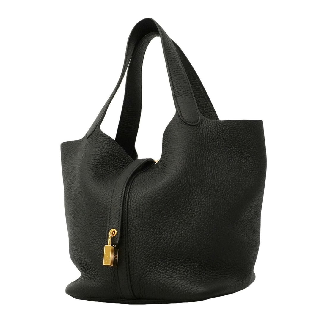 Hermes Picotin Lock MM handbag, Taurillon Clemence leather, black, W stamp, women's.: --- Catalog ---Category: SizeSize (HxWxD): 23cm x 18cm x 21.5cm / 9.05'' x 7.08'' x 8.46''Category: DesignType: HandbagColor: BlackGender: WomenMaterial: Taurillon clemence leather Hardware Color: Gol