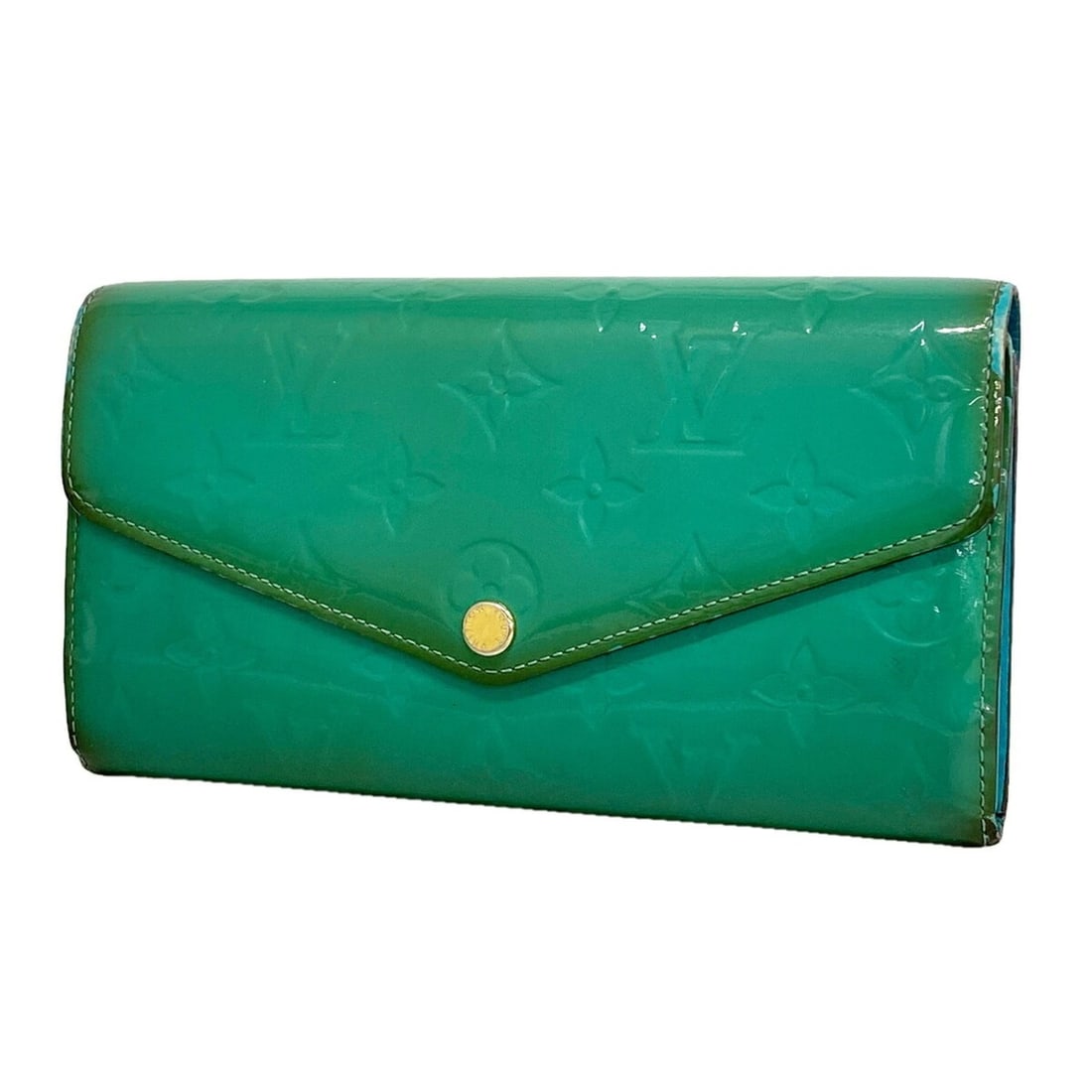 Louis Vuitton Vernis Portefeuille Sarah Long Wallet M93219 Turquoise (Women's): --- Catalog ---Category: SizeSize (HxWxD): 10.5cm x 19cm x 2.5cm / 4.13'' x 7.48'' x 0.98''Category: DesignType: Long wallet (bi-fold)Color: GreenGender: WomenCategory: GeneralMPN: M93219Brand: Louis 