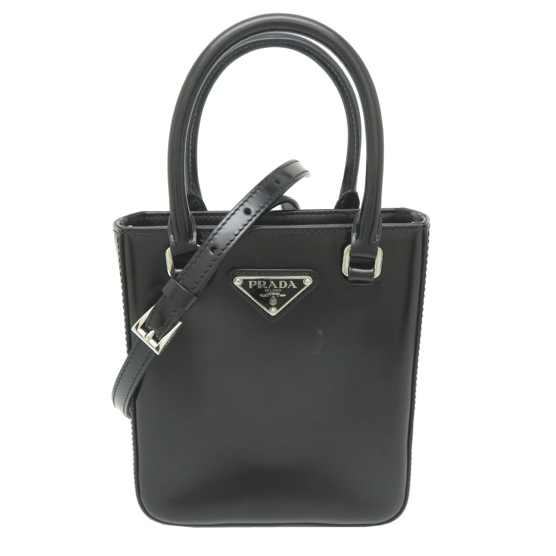 Prada Small Brushed Leather Women's Handbag 1BA331 Nero (Black) (1 of 10)