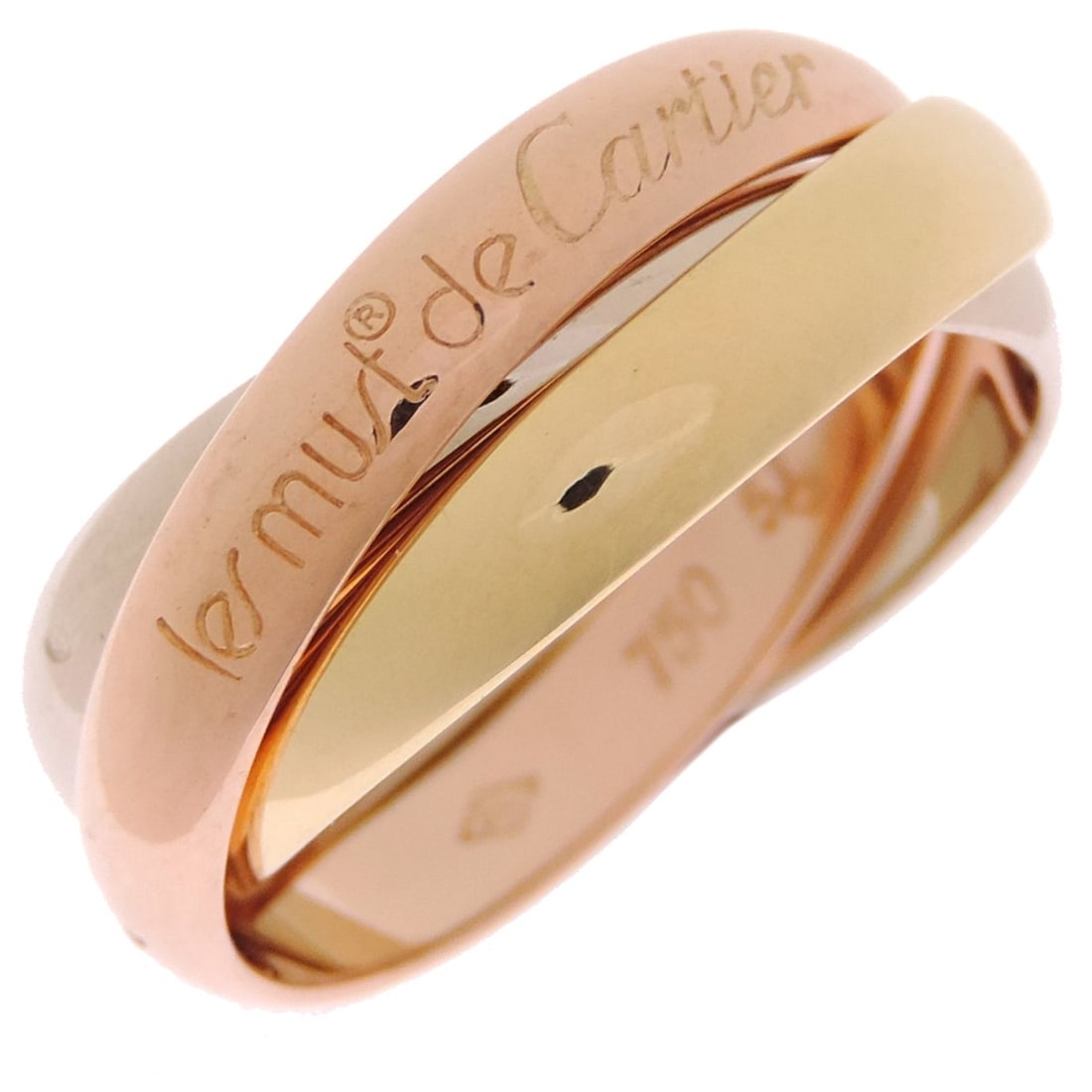 Cartier Trinity #51 Women's/Men's Ring, 750 Pink Gold: --- Catalog ---Category: SizeJP Size: 11US Size: 6Category: DesignType: Band ringGender: Men,WomenMaterial: Pink gold (18K), White gold (18K), Yellow gold (18K)Category: GeneralBrand: Cartier--- Item 