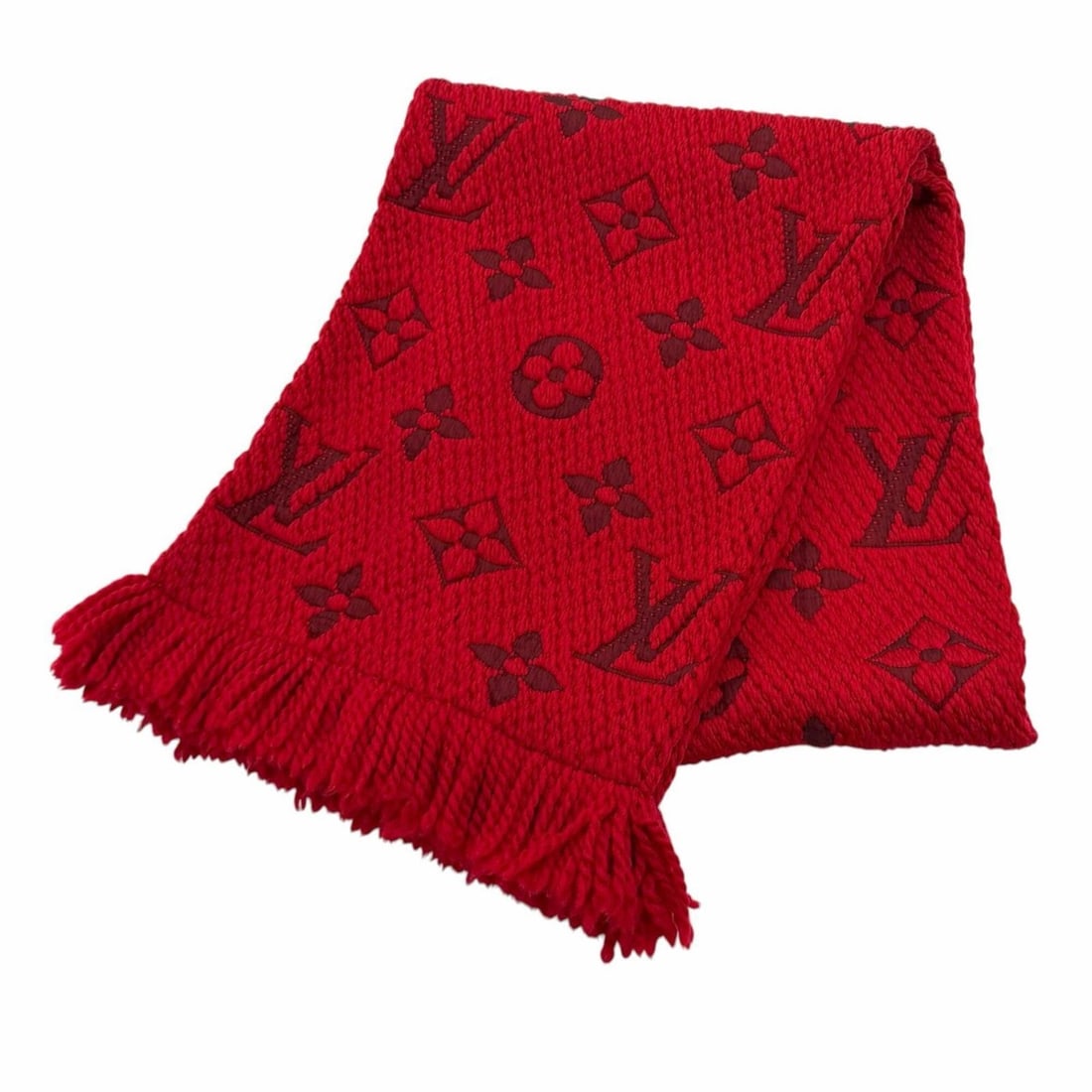 LOUIS VUITTON M72432 Echarpe Logomania Wool Silk Blend Ruby Monogram Fringe Stole Scarf, Made in: --- Catalog ---Category: SizeSize (LxW): 1.5m x 28cm / 59.05'' x 11.02''Category: DesignType: StoleColor: RubyGender: WomenMaterial: Wool , Silk Category: GeneralMPN: M72432Brand: Louis VuittonCountry