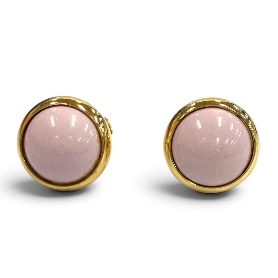 HERMES Eclipse H-post earrings, 1cm diameter, pink gold, women's, with box. (1 of 8)