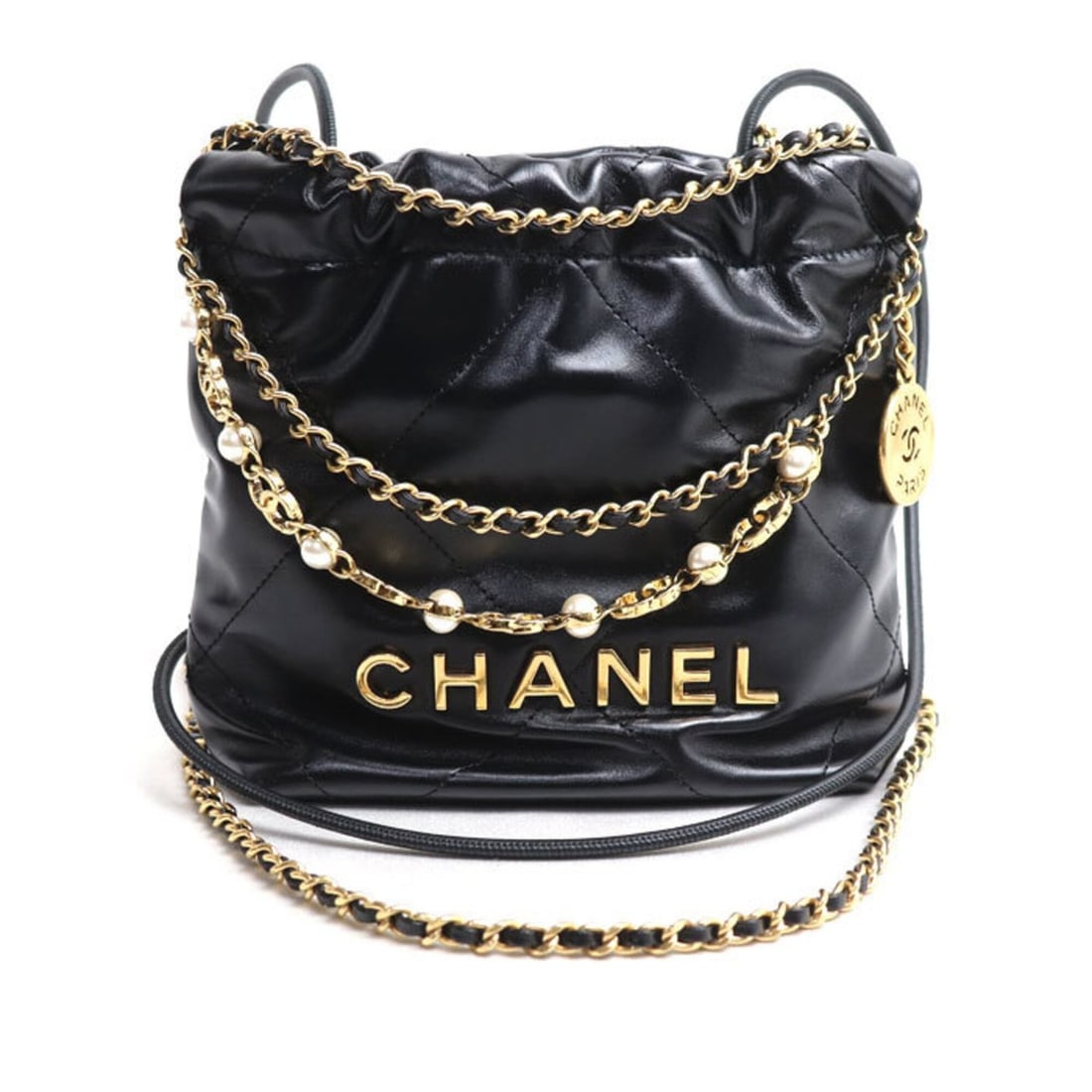 CHANEL 22 MINI 2-Way Shoulder Bag, Black, AS3980 B17401 94305, Women's (1 of 8)
