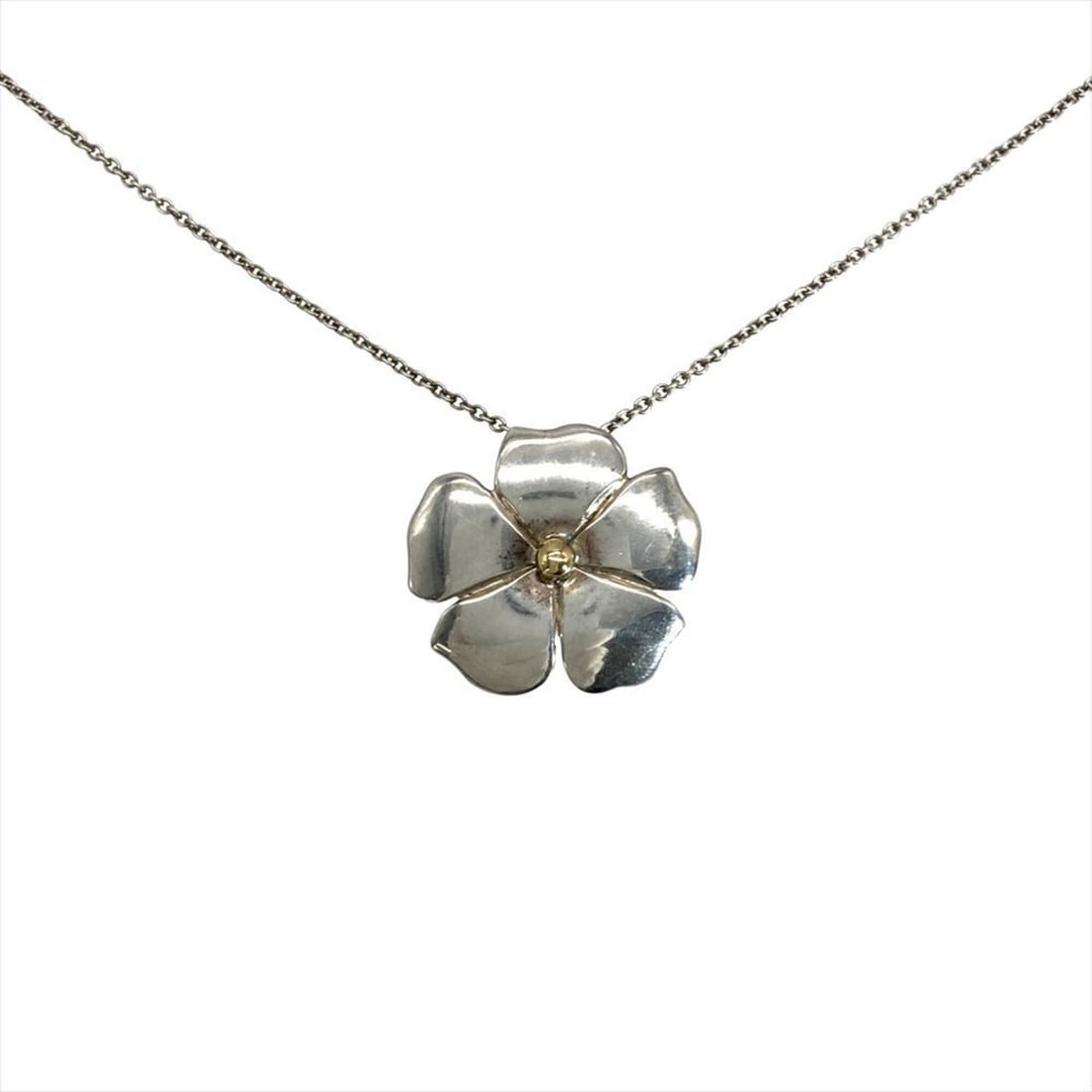 Tiffany & Co. Flower Motif Necklace, SV925 (Sterling Silver), 3.2g, 18K Gold, Women's.: --- Catalog ---Category: SizePendant Size: 16mm x 19mm / 0.62'' x 0.74''Neck Circumference: 41.5 cm / 16.33''Category: DesignGender: WomenMaterial: Gold (18K), Silver 925Necklace Type: NecklaceCategor