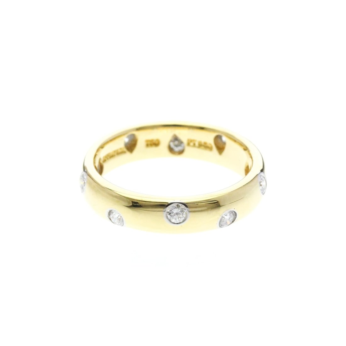 Tiffany Dots Diamond Ring Yellow Gold (18K),Platinum Fashion Diamond Band Ring Gold: --- Catalog ---Category: SizeWidth: 3.9mm / 0.15''Weight: 4g / 0.14oz.JP Size: 6US Size: 3.5Category: DesignType: Band ringColor: GoldMetal: Gold, PlatinumStone: DiamondStyle: FashionGender: Men,Women