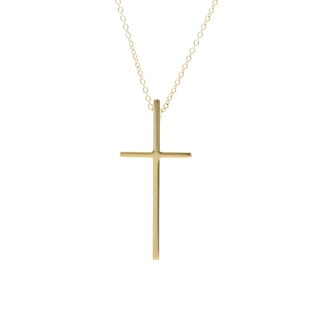 Tiffany Metro Cross Necklace Yellow Gold (18K) No Stone Men,Women Fashion Necklace (Gold) (1 of 10)
