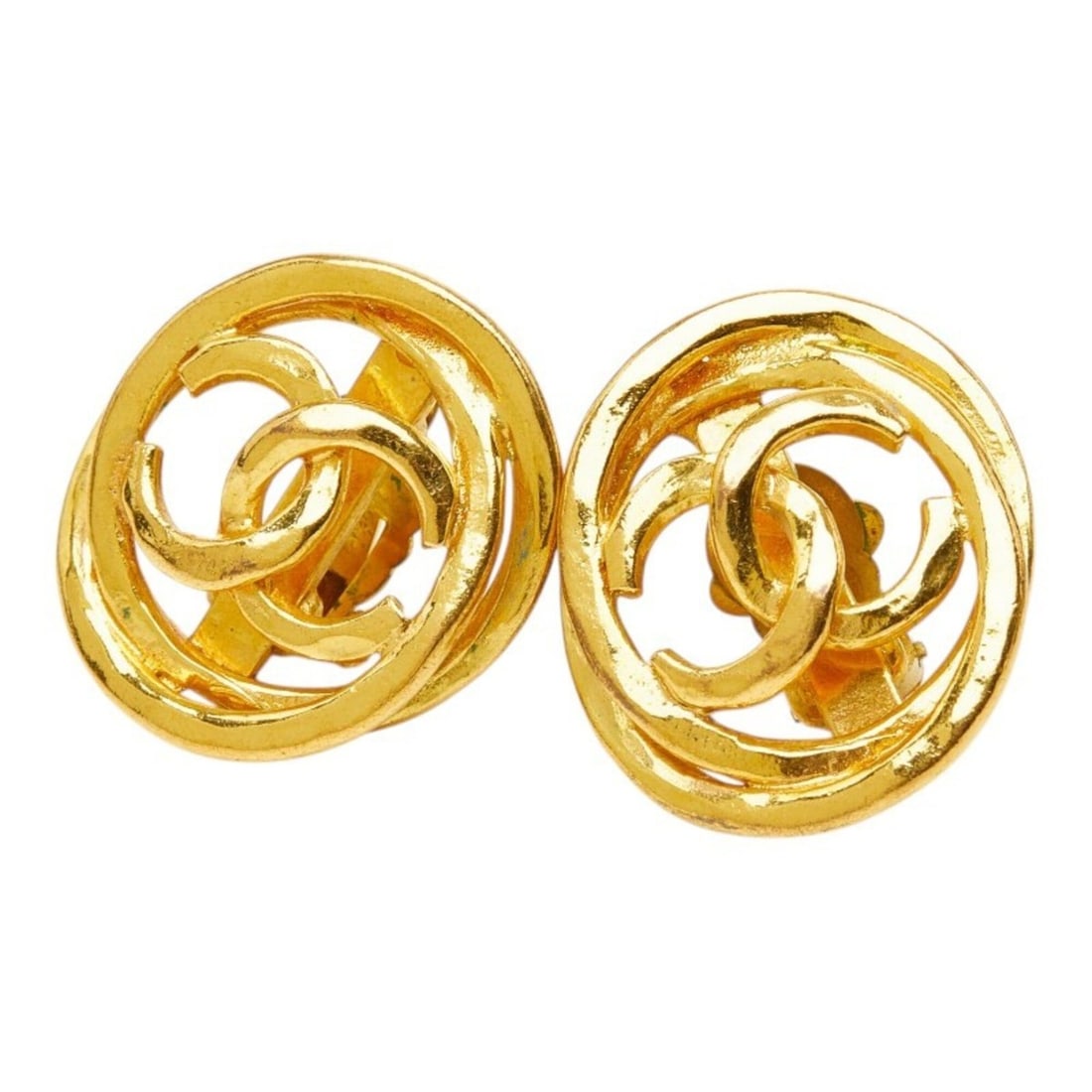 Chanel Coco Mark Vintage Earrings, Gold Plated (GP), Women's CHANEL: --- Catalog ---Category: SizeStone Size (HxW): 33.80mm x 31.40mm / 1.33'' x 1.24''Category: DesignColor: GoldGender: WomenCategory: GeneralBrand: Chanel--- Item List ---Section: ConditionRanking: Rank