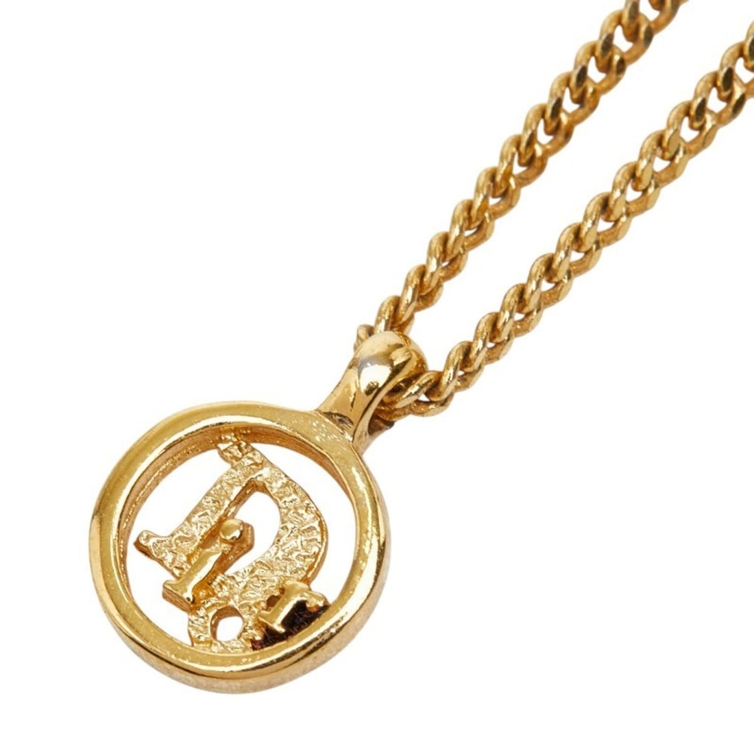 Christian Dior Dior Round Logo Chain Pendant Necklace, Gold Plated, Women's: --- Catalog ---Category: SizePendant Size: 11.4mm x 16mm / 0.44'' x 0.62''Neck Circumference: 44 cm / 17.32''Category: DesignColor: GoldGender: WomenNecklace Type: Pendant necklaceCategory: GeneralBra