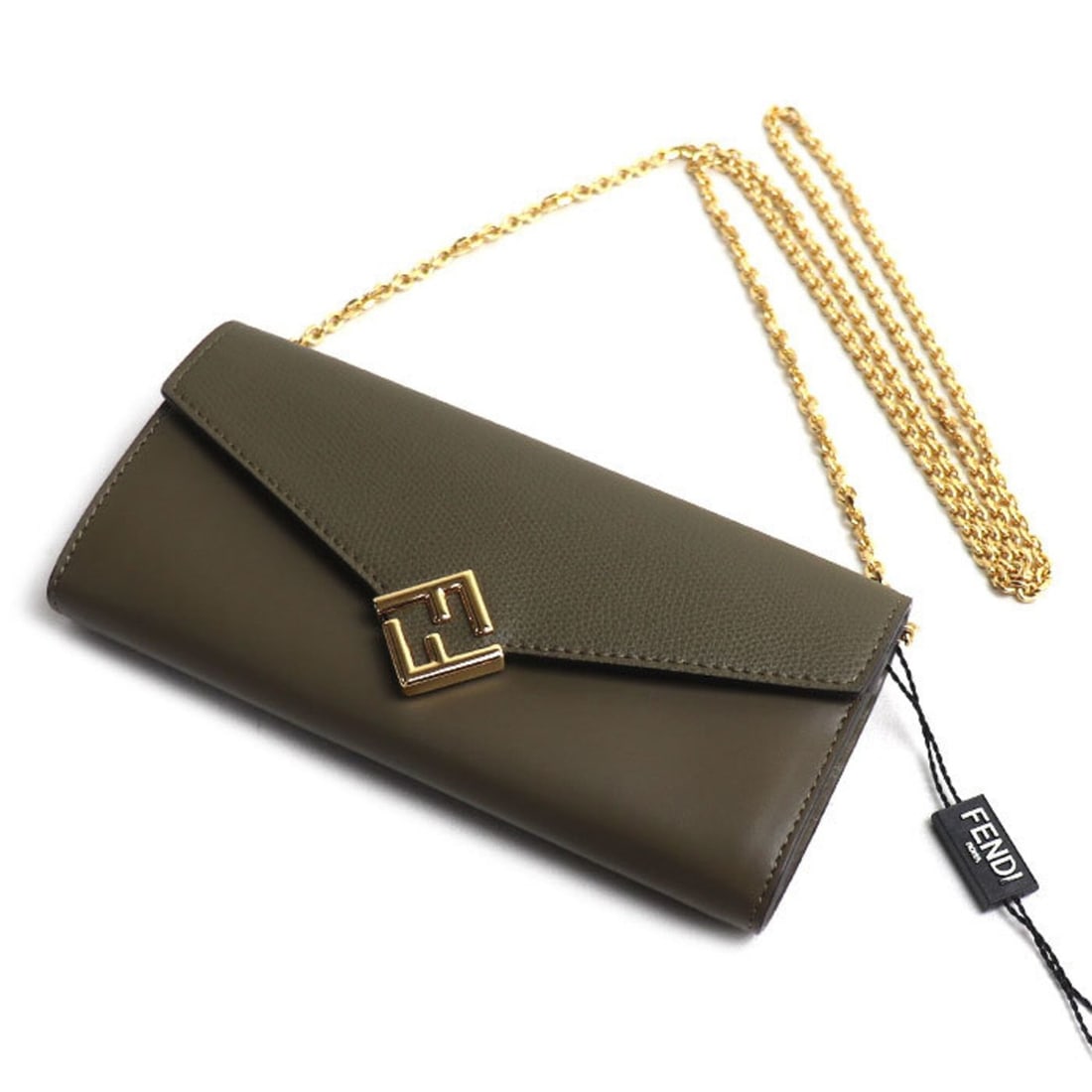 FENDI FF Diamond Chain Wallet Long AVOCADO 8M0365 ALV4 F1D3Q Women's (1 of 9)