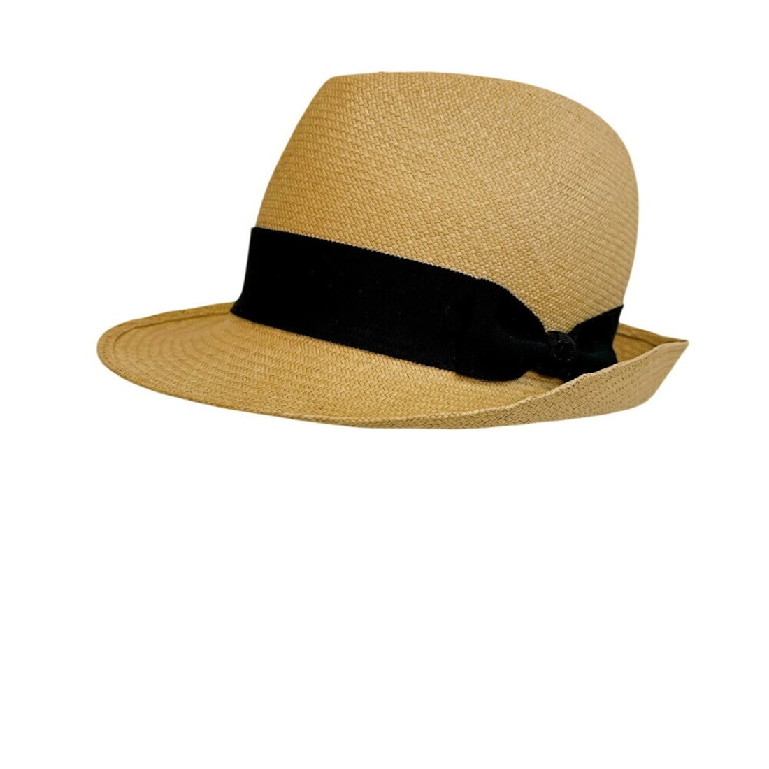 CHANEL Straw Ribbon Coco Mark Hat, Beige - 10
