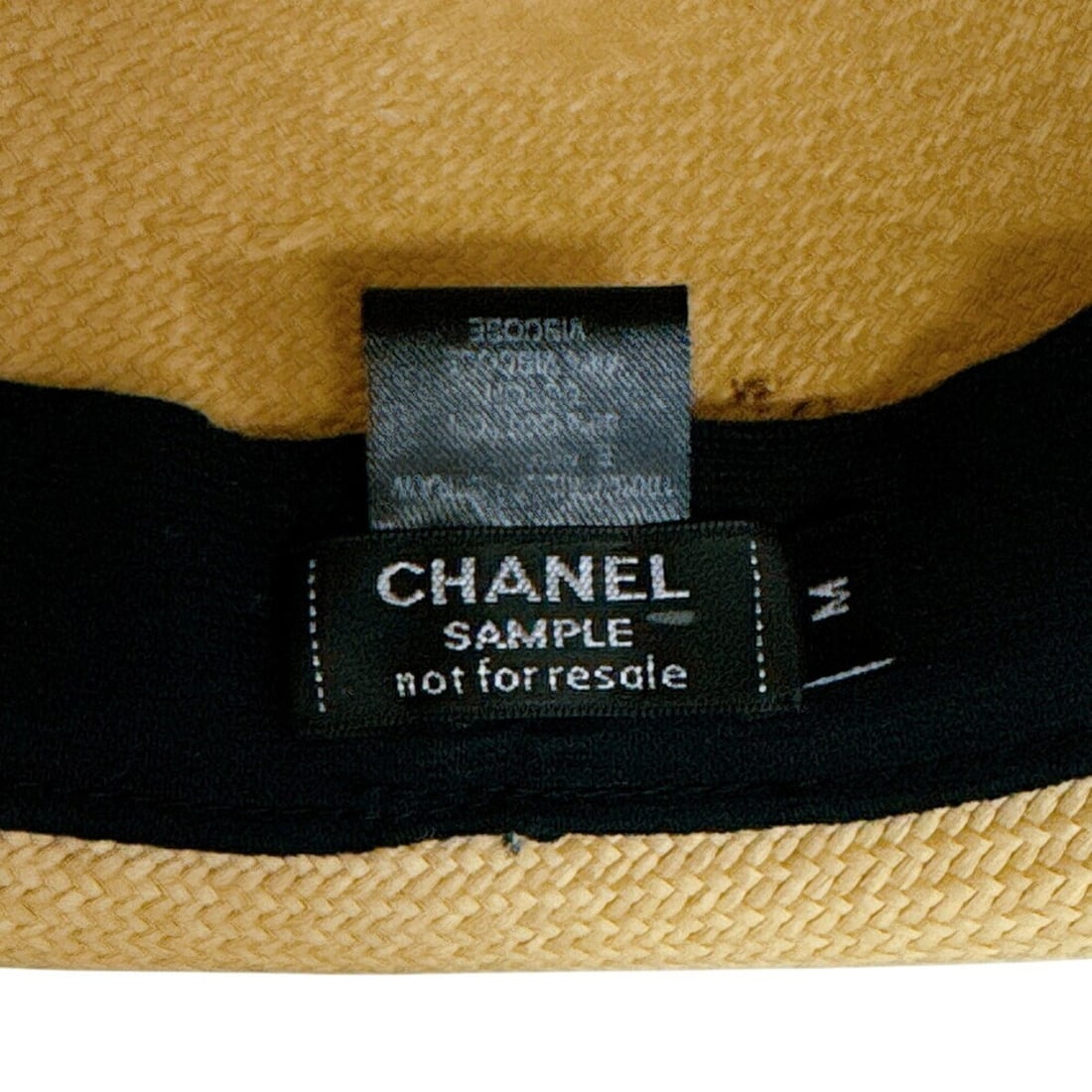 CHANEL Straw Ribbon Coco Mark Hat, Beige - 11