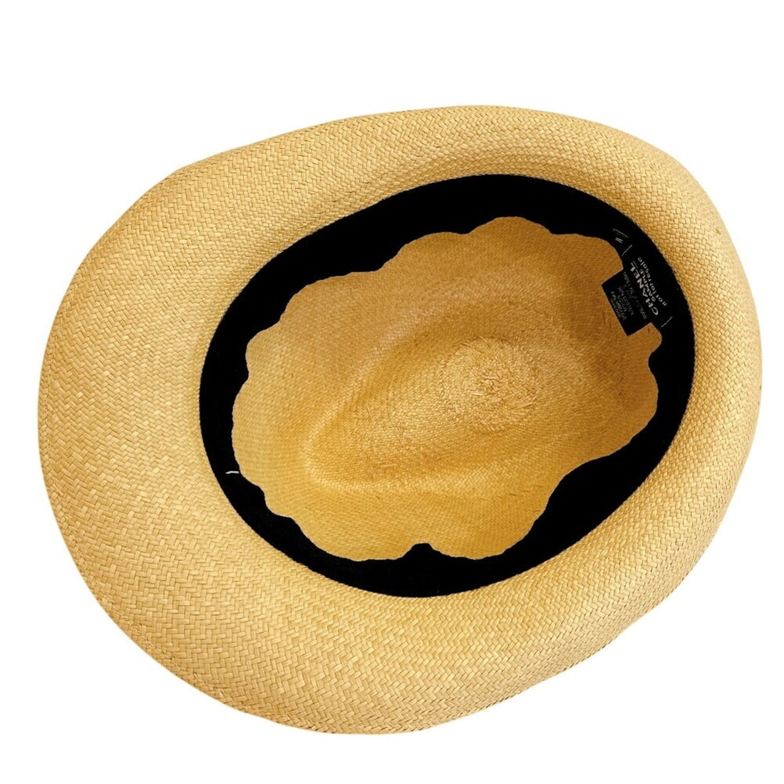 CHANEL Straw Ribbon Coco Mark Hat, Beige - 7