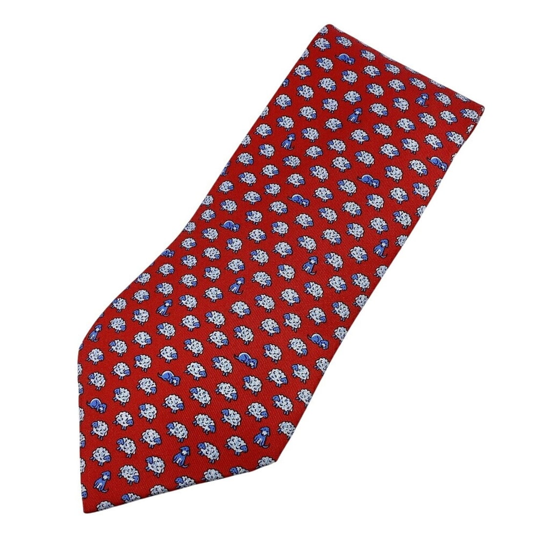 HERMES Hermes sheepskin tie, red: --- Catalog ---Category: SizeWidth: 8.5cm / 3.34''Total Length: 156cm / 61.41''Category: DesignType: CravatColor: Red colorGender: MenMaterial: Silk Category: GeneralBrand: Hermes--- Item List