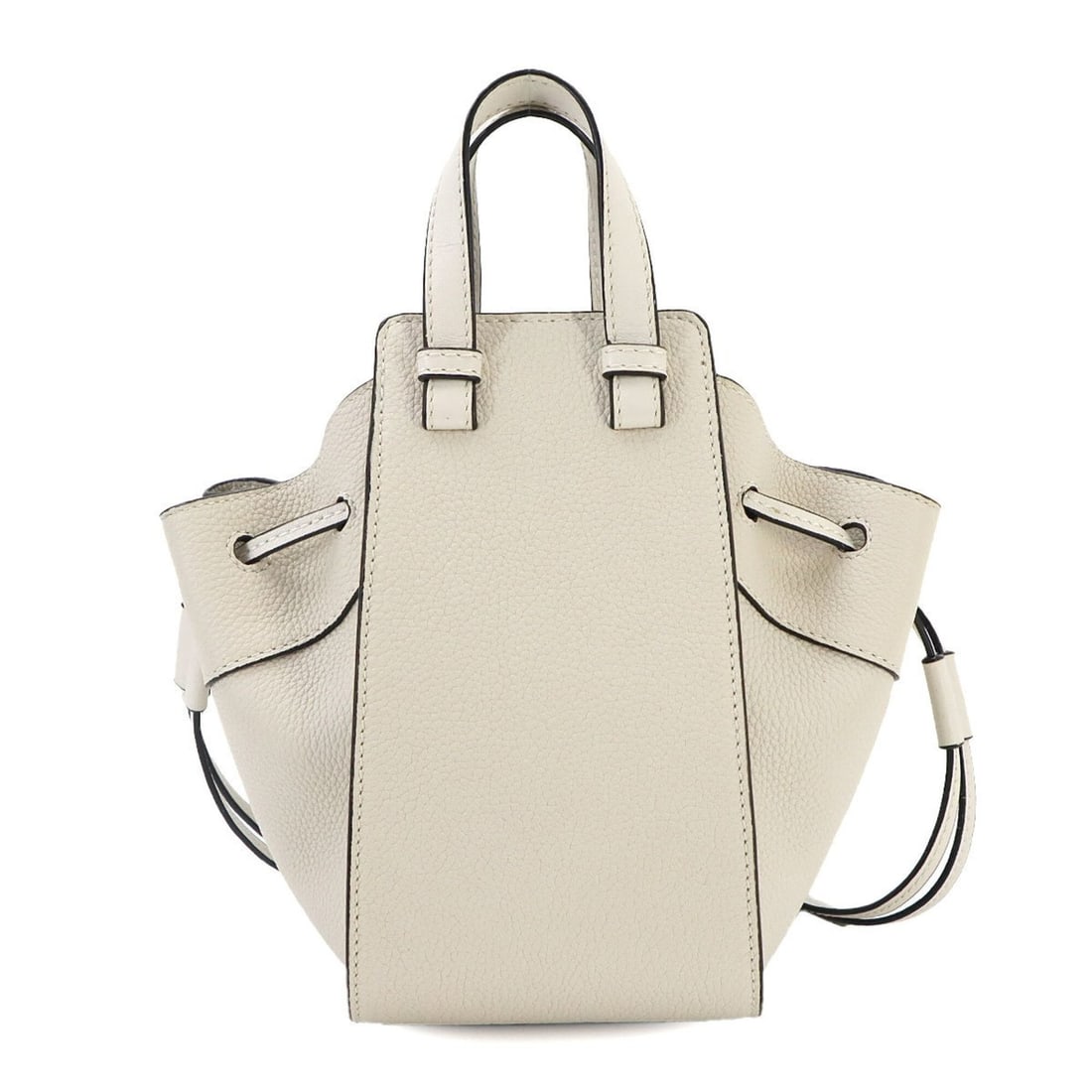 LOEWE Hammock Drawstring Mini 2-way Handbag Shoulder Bag Leather White (1 of 9)