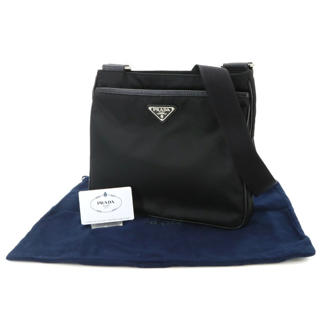 Prada PRADA Shoulder Handbag, Nylon, Saffiano Leather, Nero Black, 2VH118, Silver Hardware: --- Catalog ---Category: SizeWeight: 460g / 1.01lb.Size (HxWxD): 24.5cm x 28cm x 5.5cm / 9.64'' x 11.02'' x 2.16''Strap Length: 130cm / 51.18''Category: DesignType: Handbag, Shoulder bagColor: Black, 