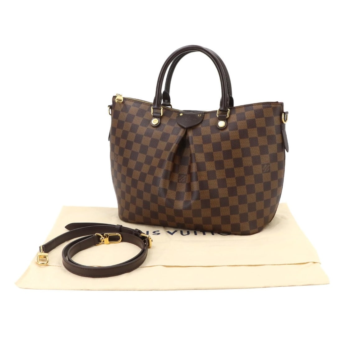 Louis Vuitton Siena MM Damier 2-way Hand/Shoulder Handbag Ebene N41546: --- Catalog ---Category: SizeWeight: 685g / 1.51lb.Size (HxWxD): 24cm x 28cm x 15cm / 9.44'' x 11.02'' x 5.9''Strap Length: 106cm - 116cm / 41.73'' - 45.66''Handle Length: 29cm / 11.41''Category: Desi